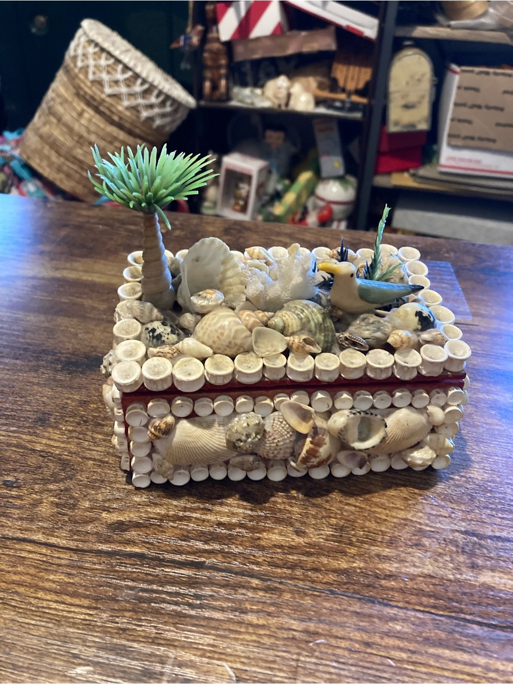 Vintage seashell trinket box